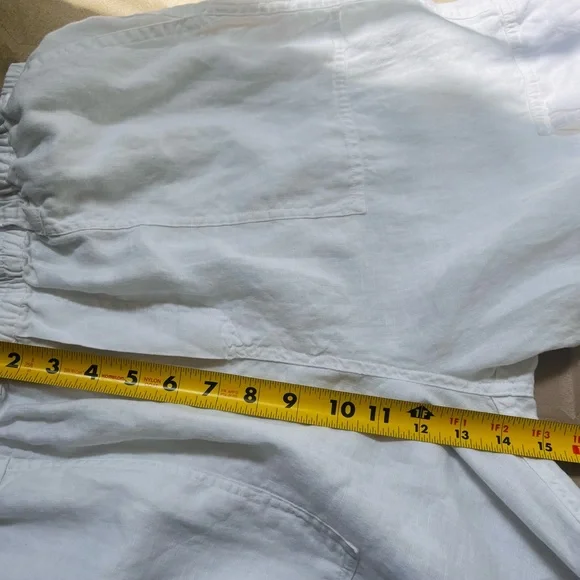 Johnny Was MARIPOSA White Linen Embroidered Cargo Pant Size Large - Picture 6 of 7